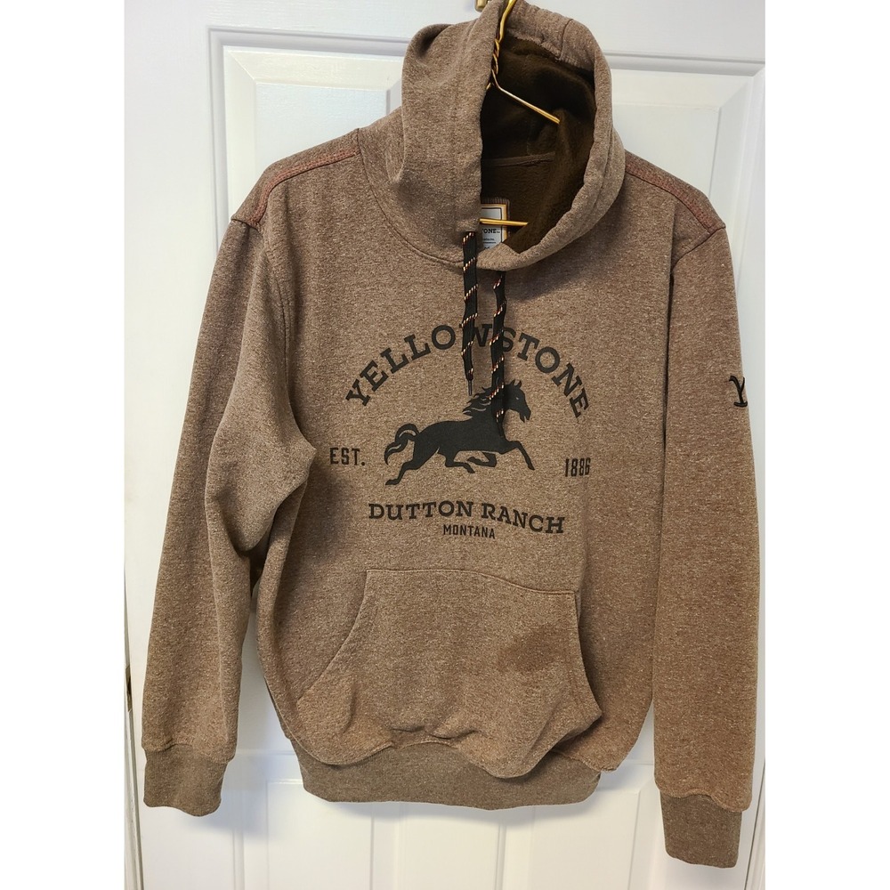 YELLOWSTONE DUTTON‎ RANCH BROWN HOODIE Womens Lg SWEATSHIRT Flaw